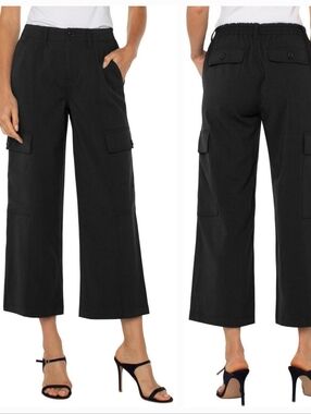 Liverpool Cargo Crop Straight Pant in Black size 14